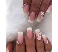 24PCS Short Pink Glitter Marble Press On Nails with Jelly Glue - Removable Full Cover ABS Fake Nails, Reusable Salon-Style Stick-On Nail Tips for Daily Wear, Parties & Special Occasions