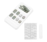 24pcs Short Press on Nails Resin False Nail Tips | Green Chic Finish, Ultra Thin Decorative Surface, Reusable Choice for Wedding or Salon Use