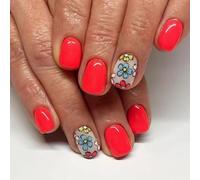 24Pcs Short Square False Nails Floral Designs Glossy Artificial Full Covers Acrylic Stick on Winter Glossy False