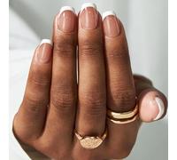 24Pcs Short Square French False Nails with Jelly Adhesive and Nail File - White French Tip Press On - Full Cover Nails for Women - Perfect for Nail Art