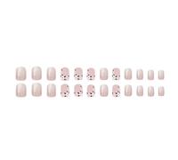 24pcs Short Square Press on Nails with Black White Floral Designs Artificial for Elegant and Stylish Art Press on