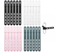24Pcs Silicone Cable Ties Cable Organiser Clips Cable Tidy Clips Reusable Cable Straps Wire Organiser for Phone Charger Charging Cable Computer Wires