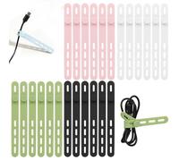 24Pcs Silicone Cable Ties Cord Organizer Wrap - Reusable Washable Wire Ties Management with Lock Buckle, Adjustable Fastening Cable Strap Tie, Multi-purpose High Elastic Cord Organizer(4 Colors)