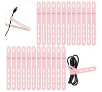 24Pcs Silicone Cable Ties Cord Organizer Wrap - Reusable Washable Wire Ties Management with Lock Buckle, Adjustable Fastening Cable Strap Tie, Multi-purpose High Elastic Cord Organizer(Pink)