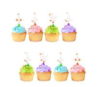 24pcs Silly Goose Cupcake Toppers, Goose Birthday Cupcake Toppers, White Glitter Silly Goose One Cupcake Picks for Baby Shower, Farm Animal Gender Reveal Party Supplies