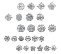 24pcs Silver Rhinestone Alloy Brooch Pin for Women Wedding Bouquet | Bridal Sash Accent, Hair Comb Pairing, Bouquet Supplies, Bright Christmas Style, Party Dress Decor