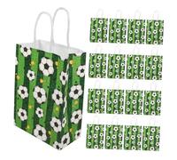 24pcs Soccer Paper Gift Bag with Handles Green Foldable Party Bag