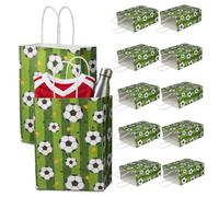 24pcs Soccer Party Gift Paper Bags with Handles, Green Foldable
