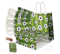 24pcs Soccer Themed Paper Gift Bags with Handles, Foldable Green