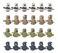 24PCS Soldier Action Figures, Plastic Mini Army Action Figures, Easy to Assemble Toy Soldiers with Machine Gun, Helmet, Headphone and Vestfor Kids History Lovers Gifts