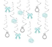 24pcs Something Blue Before I Do Hanging Swirl Decorations, Bridal Shower Ceiling Whirl Streamer Hanging Banner, Blue Floral Hanging Swirls for Bachelorette/Engagement Party Decoration