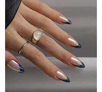 24Pcs Sophisticated Almond Christmas False Nails French Tips Press On Artificial Manicure Decoration False Nail