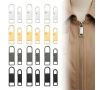 24PCS Spare Zipper Pulls, Metal Removable Replacement Zipper Pulls in Black Silver Gunmetal for Clothes, Jackets, Jeans, Bags, Luggage, Boots, Purse Repair Accessories, Durable and Easy to Use