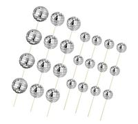 24pcs Sparkling Discos Ball Toppers for Dessert Presentation Stylish Cake Insert Cupcake Picks Birthday Decorations Discos Theme Party Supplies