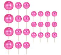 24pcs Sparkling Discos Ball Toppers For Dessert Presentation Stylish Cake Insert Cupcake Picks Birthday Decorations Discos Ball Cupcake Toppers