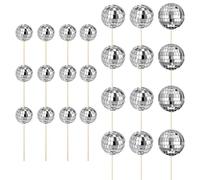 24pcs Sparkling Discos Ball Toppers for Dessert Presentation Stylish Cake Insert Cupcake Picks Birthday Decorations Baking Enthusiast Supplies