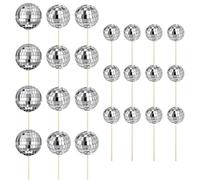 24pcs Sparkling Discos Ball Toppers For Dessert Presentation Stylish Cake Insert Cupcake Picks Birthday Decorations Professional Cake Decoration
