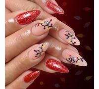 24pcs Sparkling Press On Ungues Average Length Driblet Design Easy Application for Work and Special Affairs