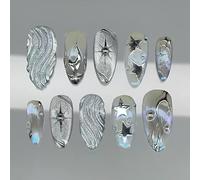 24Pcs Sparkling Starlight Cats Eye Shimmering False Nails Multi Sizes Easy Removal Gradient Press On Nail