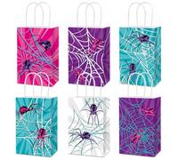 24Pcs Spider Party Favor Bags for Girls Spiderweb Themed Birthday Party Decorations Ghost Spiders Gift Bag with Handles Comic Heroes Goodie Bag for Spider Fans Kids Baby Shower Game Parties Favor