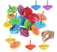 24Pcs Spinning Top, Spinning Toys, Spinning Tops for Kids, 4 cm Handmade Painted Wooden Party Bag Fillers and Wood Spinning Top Toy Creative Wood Sensory Toy for Kindergarten Kids Children