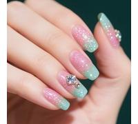 24pcs square fake nail press nails artificial nails fake nail nail adhesive glitter design french nail tip press coffin almond french tip press on