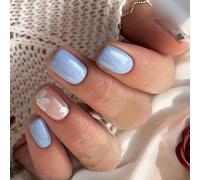 24Pcs Square Fake Nails Press On Artificial Acrylic False Glues On Designs French Tips Design False Nail