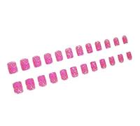 24Pcs Square Fake Nails Press On Artificial False Glues On Valentine Designs French Tips Square Fake Nail