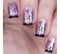 24Pcs Square Fake Nails Press On Artificial False Glues On Valentine Designs French Tips Stick On Fake Nail