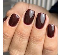 24Pcs Square Fake Nails Press On Artificial False Glues Wine Red Designs French Tips Nail Coffin Square French Tip Nail