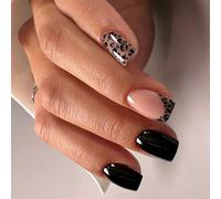 24Pcs Square Fake Nails Press On Nails Artificial Nails False Nails Glues On Nails Leopards Designs French Nails Tips