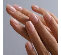 24Pcs Square False Nails Short - Nude Press on Nails - Simple Stick on Nails French Tip - Fake nails with Glue - Glossy Full Cover Acrylic Square False Nail Tips for Women Girls Nail Art