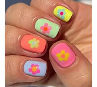 24Pcs Square Press On Nails Glossy Designs French Fake Acrylic False Artificial Glues Women Nail Coffin Almond French Tip Nail
