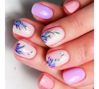 24Pcs Square Press On Nails Glossy Designs French Fake Nails Acrylic False Nails Artificial Nails Glues On Nails Women