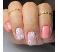 24Pcs Square Press On Nails Glossy Designs French Fake Nails Acrylic False Nails Artificial Nails Glues On Nails Women