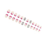 24Pcs Square Press On Nails Valentine French Fake Nails Acrylic False Nails Artificial Nails Glues On Nails For Womens