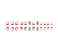 24Pcs Square Press On Nails Valentine French Fake Nails Acrylic False Nails Artificial Nails Glues On Nails For Womens