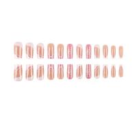 24Pcs Square Press On Nails Valentine French Fake Nails Acrylic False Nails Artificial Nails Glues On Nails For Womens