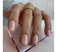 24pcs Square Press On Nails With Flower Designs Short False Nails Full Covers Stick On Nails For Stylish Women Girls