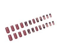 24Pcs Square Press On Nails With Leaf Designs Glossy False Full Covers Artificial Stick On For Women Nail Decoration