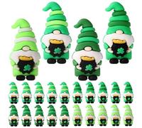 24pcs St Patrick's Day Mini Gnomes, Small Beard Elf Decorations Lucky Green Miniature Gnome Collectible Figurines Cute Tiny Dwarf to Hide and Seek for Home Table Ornament Decor