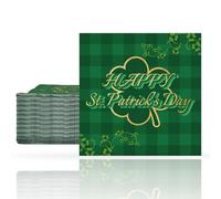 24Pcs St Patricks Day Napkins,Shamrock Clovers Green Paper Napkins,Irish Luncheon Kitchen Napkins 20 x 20 Inch for Irish St Partrick Day Party Supplies Table Decorations