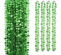 24PCS St Patricks Day Necklaces Accessories, Shamrock Irish Green Beads Saint Patrick's Day Necklace Bulk, St. Patricks Day 4 Leaf Clover Beads Decorations Throw for Parade Party Celebration Supplies