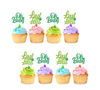 24pcs St. Patrick's Day Oh Baby Cupcake Toppers, Lad or Lass/He or She Cupcake Picks for Gender Reveal Party, Green Glitter Boy or Girl Cupcake Toppers for St. Patrick's Baby Shower Party Supplies