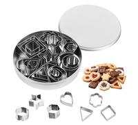 24Pcs Stainless Steel Cookie Cutters Set, 8 Shapes Mini Geometric Biscuit Cutter with Box, Fondant DIY Baking Pastry Cutters for Baking