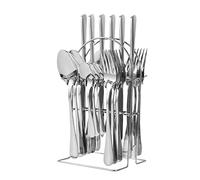 24PCS Stainless Steel Flatware Set, Cutlery Set with Spoon Knife and Fork, Mirror Polished Silverware Set Dishwasher Safe with Hanging Stand for Home, Restaurant and Parties