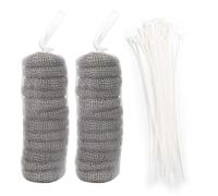 24Pcs Stainless Steel Washing Machine Lint Traps | 29cm Length, 5.5cm Width | Non - Oxidizing Mesh with 24 Cable Ties | Hair & Lint Catcher