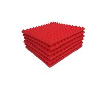24PCS Studio Acoustic Foam Sponge Pyramid Sound Proof Noise Insulation High Density Soundproofing Wall Panels for Dampening Sound(Red,Normal Density)