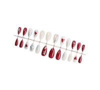 24pcs Stylish Almond False Nails Press On Nails With 3D Striped Designs Nails Decoration Easy Application For Women