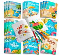 24Pcs Summer Pool Coloring Books Bulk, Hawaii Beach Coloring Books Drawing for Summer Party Decorations Hawaii Beach Pool Party Favors